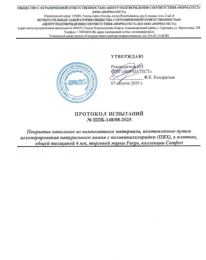 Протокол испытаний Фарго